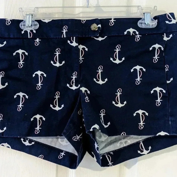J Crew Factory 4 Stretch City Fit 3" Chino Shorts Navy‎ Anchor Nautical Size 6 - Picture 1 of 5